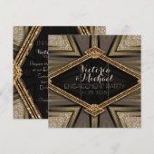 Art Deco Goldy Engagement Party Kaart (Voorkant / Achterkant)