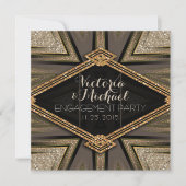 Art Deco Goldy Engagement Party Kaart (Voorkant)