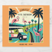 Art Deco Golf 50e verjaardag Sparkling Wijnetiket (Enkel label)