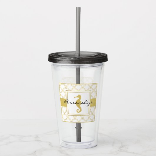 Art Deco Golf Glitter Zeepaard Acryl Drinkbeker (Voorkant)