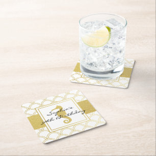 Art Deco Golf Glitter Zeepaard Verjaardagsfeest Kartonnen Onderzetters