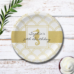 Art Deco Golf Glitter Zeepaard Verjaardagsfeest Papieren Bordje
