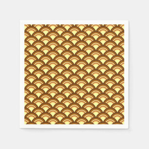 Art Deco golfpatroon - chocolade en geel Servetten