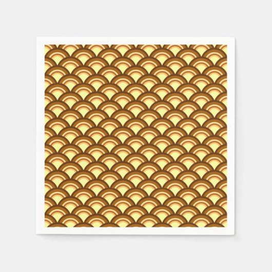 Art Deco golfpatroon - chocolade en geel Servetten (Voorkant)
