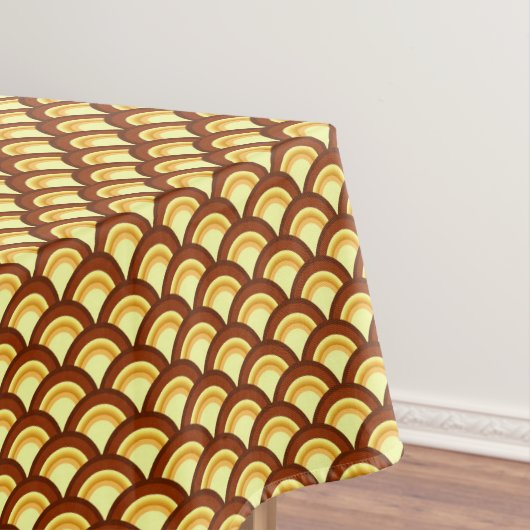 Art Deco golfpatroon - chocolade en geel Tafelkleed (Voorbeeld)