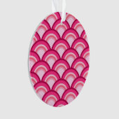 Art Deco golfpatroon - fuchsia en koraal Ornament (voorkant)