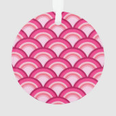 Art Deco golfpatroon - fuchsia en koraal Ornament (achterkant)