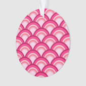 Art Deco golfpatroon - fuchsia en koraal Ornament (voorkant)
