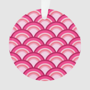 Art Deco golfpatroon - fuchsia en koraal Ornament