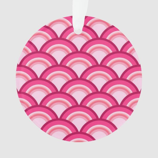 Art Deco golfpatroon - fuchsia en koraal Ornament (voorkant)