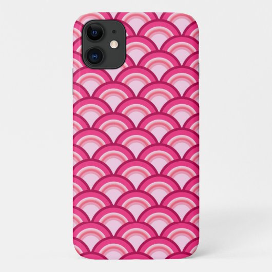 Art Deco-golfpatroon - fuchsie en koraal Case-Mate iPhone Case (Achterkant)