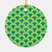 Art Deco-golfpatroon - jade-groen Keramisch Ornament (Voorkant)