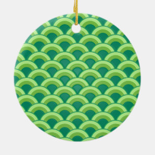 Art Deco-golfpatroon - jade-groen Keramisch Ornament