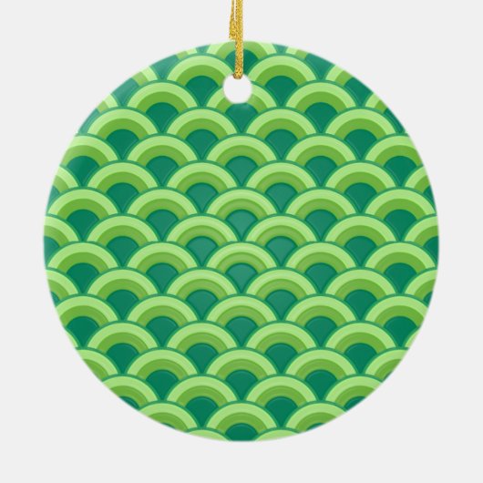 Art Deco-golfpatroon - jade-groen Keramisch Ornament (Achterkant)