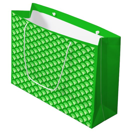Art Deco-golfpatroon - jade-groen Large Cadeautasje (Voorkant Gekanteld)
