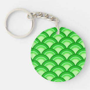 Art Deco golfpatroon - jade groen Sleutelhanger