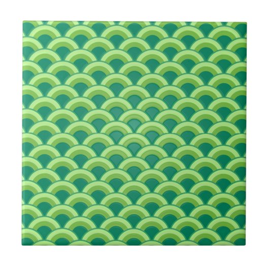 Art Deco-golfpatroon - jade-groen Tegeltje (Voorkant)