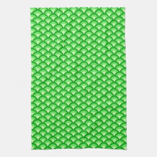 Art Deco-golfpatroon - jade-groen Theedoek (Verticaal)