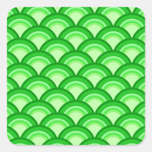 Art Deco-golfpatroon - jade-groen Vierkante Sticker