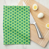 Art Deco golfpatroon - jadegroen Theedoek (Quarter Fold)