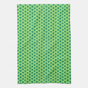 Art Deco golfpatroon - jadegroen Theedoek
