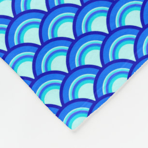 Art Deco golfpatroon - kobalt en luchtblauw Fleece Deken