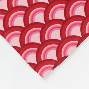 Art Deco golfpatroon - koraalrood en roze Fleece Deken