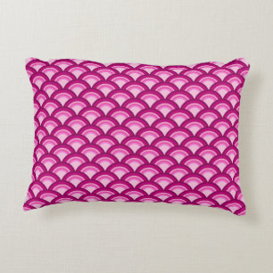 Art Deco-golfpatroon - magenta en roze Accent Kussen