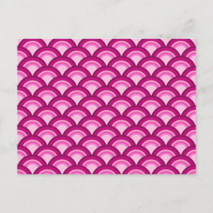 Art Deco golfpatroon - magenta en roze Briefkaart