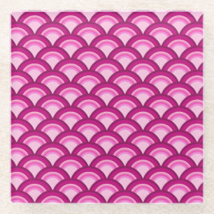Art Deco-golfpatroon - magenta en roze Glazen Onderzetter