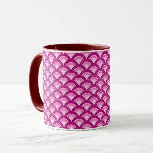 Art Deco-golfpatroon - magenta en roze Mok