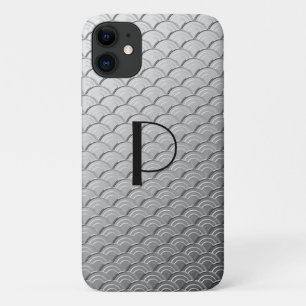Art Deco golfpatroon - metallic zilver Hoesje-Mate Case-Mate iPhone Case