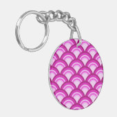 Art Deco golfpatroon - orchidee tinten Sleutelhanger (Voorkant Links)