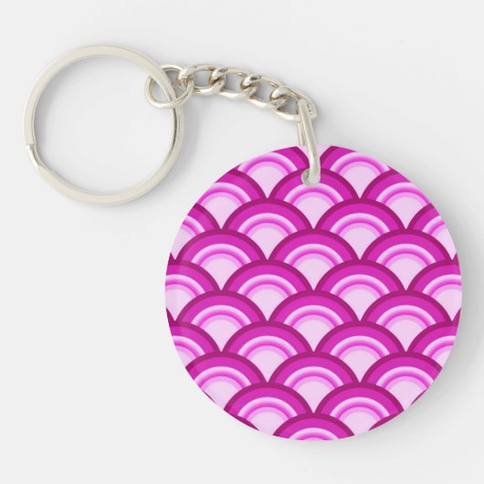 Art Deco golfpatroon - orchidee tinten Sleutelhanger (Voorkant)