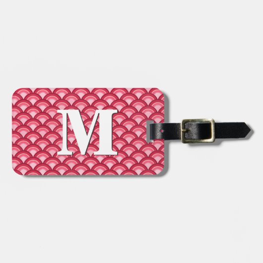 Art Deco-golfpatroon - rood en fuchsia Bagagelabel (Voorkant horizontaal)