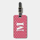 Art Deco-golfpatroon - rood en fuchsia Bagagelabel (Voorkant verticaal)