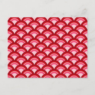 Art Deco-golfpatroon - rood en fuchsia Briefkaart