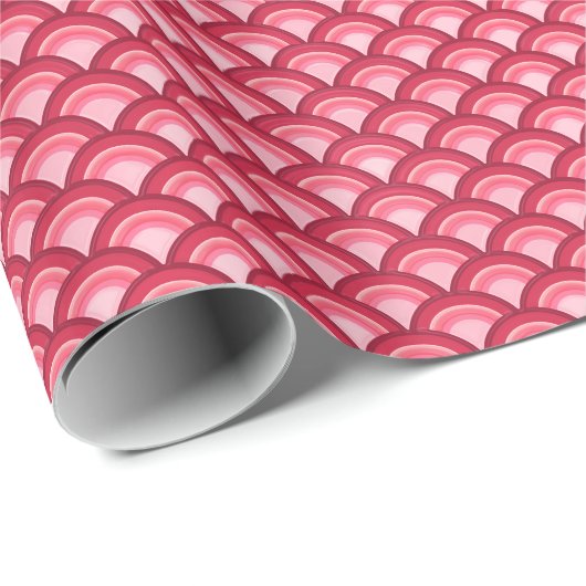 Art Deco-golfpatroon - rood en fuchsia Cadeaupapier (Rol Hoek)