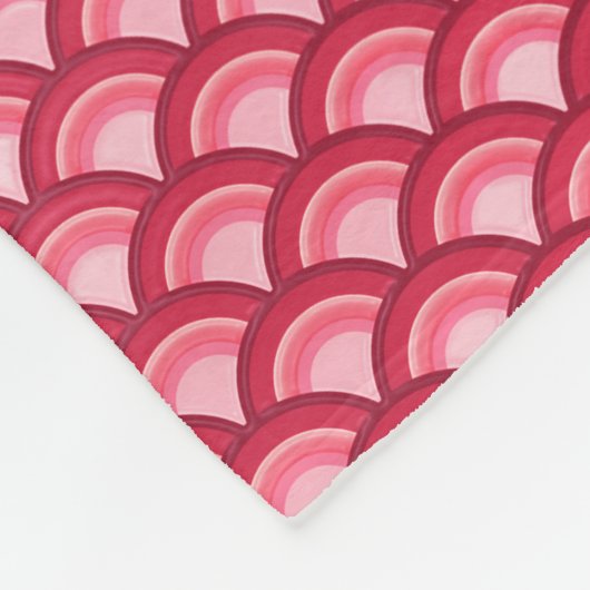 Art Deco golfpatroon - rood en fuchsia Fleece Deken (Hoek)