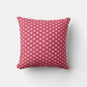 Art Deco-golfpatroon - rood en fuchsia Kussen