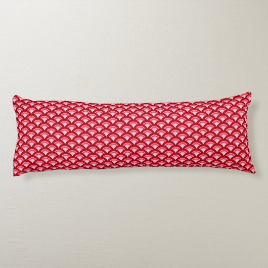 Art Deco-golfpatroon - rood en fuchsia Lichaamskussen (Achterkant)