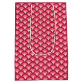 Art Deco-golfpatroon - rood en fuchsia Medium Cadeauzakje (Achterkant)