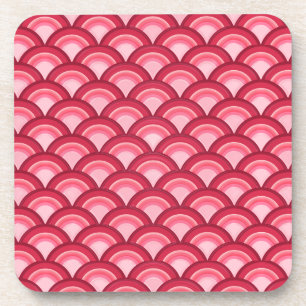 Art Deco-golfpatroon - rood en fuchsia Onderzetter
