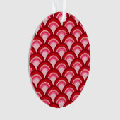 Art Deco-golfpatroon - rood en fuchsia Ornament (voorkant)