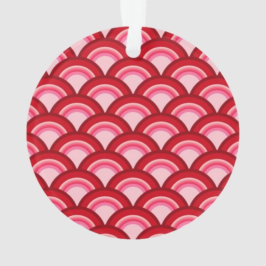 Art Deco-golfpatroon - rood en fuchsia Ornament (achterkant)