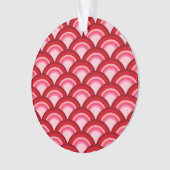 Art Deco-golfpatroon - rood en fuchsia Ornament (voorkant)