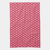 Art Deco-golfpatroon - rood en fuchsia Theedoek (Verticaal)