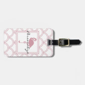 Art Deco Golfpatroon Roze Flamingo Bagagelabel (Voorkant horizontaal)