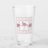 Art Deco Golfpatroon Roze Flamingo Glas (Achterkant)