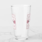 Art Deco Golfpatroon Roze Flamingo Glas (Rechts)